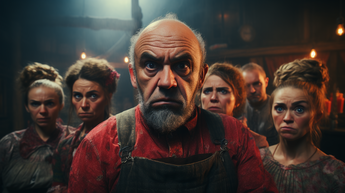 Ich2237 angry farmers with pitchforks in a village ar 169 q 965f0a6d